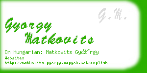 gyorgy matkovits business card